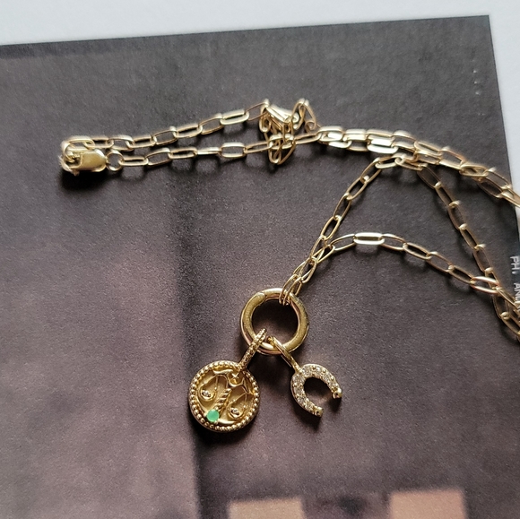 14K Charm Necklace in Yellow Gold 18"- Charm Enhancer Necklace - Picture 2 of 8